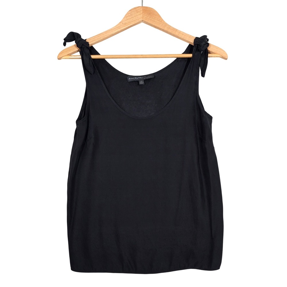 Aritzia Central Park West 100% Silk Tie Shoulder Tank Top Black XS